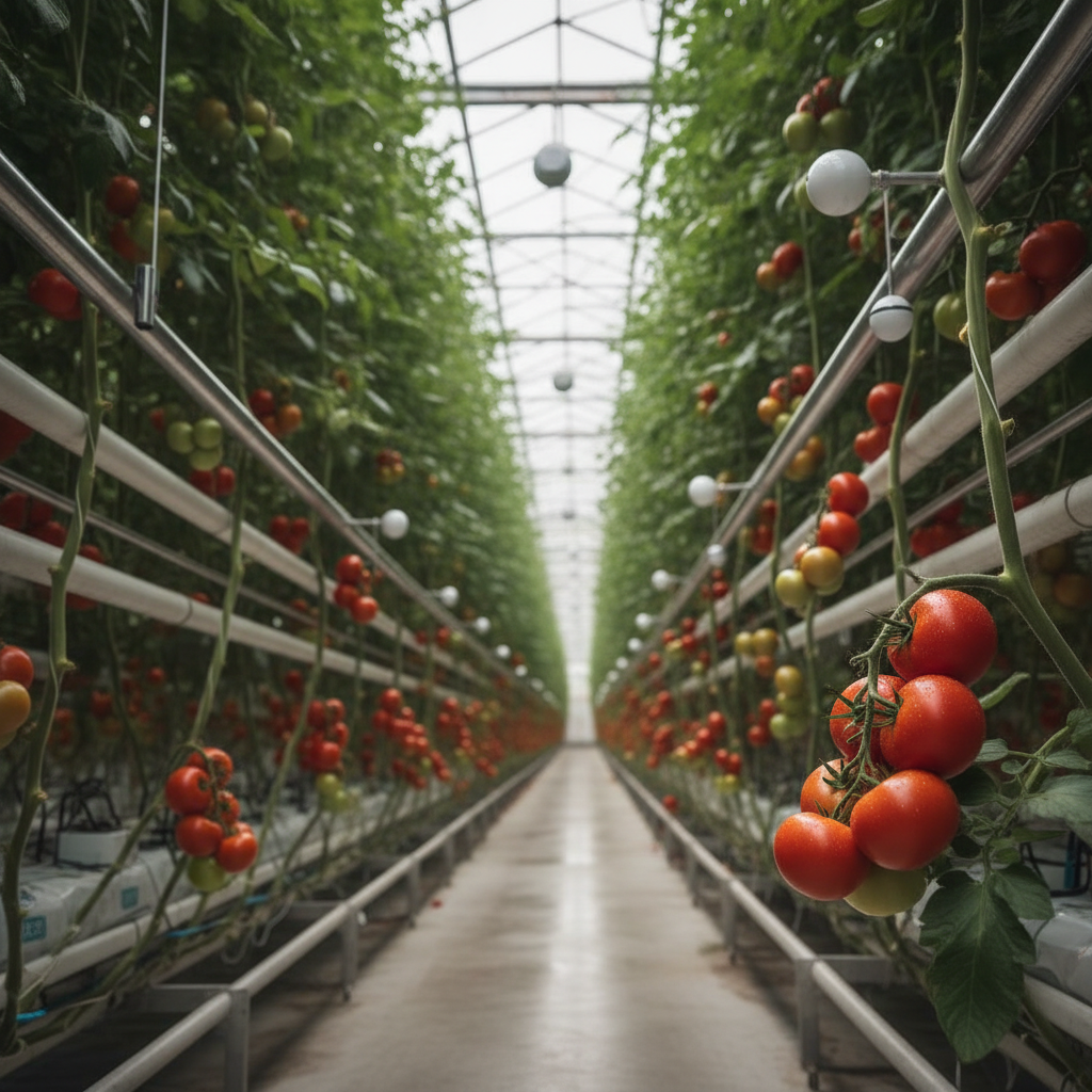 Greenhouse Tomato Cultivation and Climate Control in a Modern Greenhouse